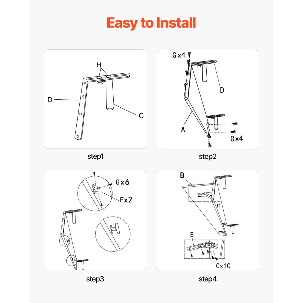 VEVOR Balcony Table, 800x300 mm, Foldable Balcony Hanging Table, Folding Table for Outdoor Use, 22 kg Load Capacity, Fits Railings from 25.4 to 109.22 mm, Serving Table for Terrace and Deck