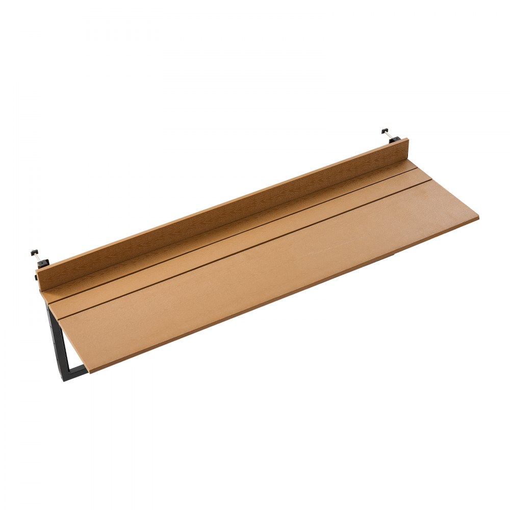 VEVOR Mesa Colgante Plegable de Balcón 1200 x 370 mm Mesa Auxiliar Jardín, para Exterior Patio Terraza, para Barandillas de 35-60 mm, Carga 27 kg, 5 Alturas Ajustables, Compuesto de Madera y Plástico