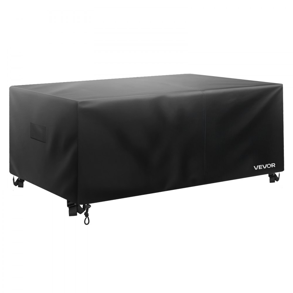 VEVOR Funda para Muebles de Patio, 420D, Resistente, Impermeable, para Mesa de Comedor y Sillas de Exterior, Rectangular, Grande, con Ventilación para Todo Tipo de Clima,  224 x 158 x 71 cm, Negro