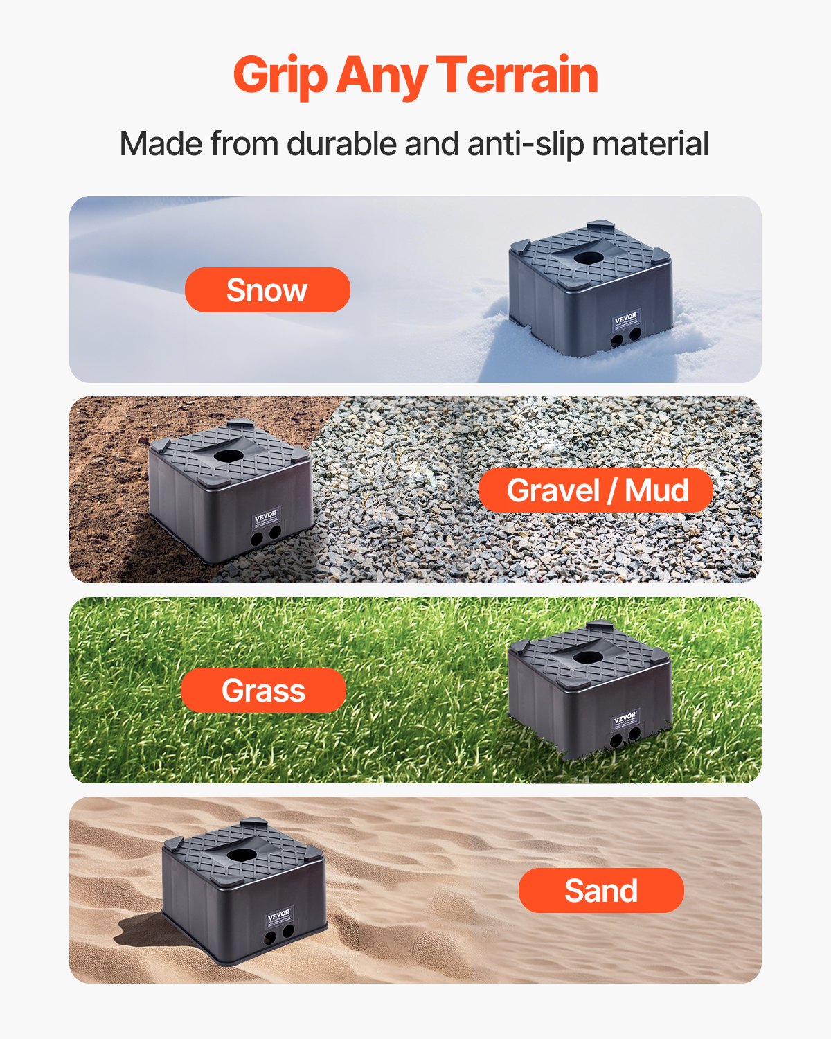 VEVOR Jack Block for Trailers (152.4 mm high jack block) Leveling block with 2722 kg lifting capacity, motorhome lifting block for caravans, trailer support block made of PP (square)