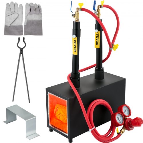 VEVOR Horno de Gas Forja de Cuchillos de Propano Forja de Propano 10L Fragua Herradora Forja Abierta con un Regulador de Presión de Gas 2 Ladrillos