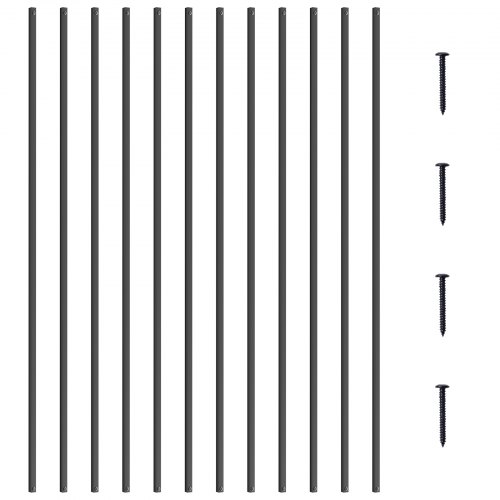 VEVOR Balaustres de Metal para Escaleras Varillas Cuadradas de Aleación de Aluminio 1118x13 mm 31 Balaustres de Cubierta con Tornillos Barandilla Recta Hueca Clásica Recubrimiento de Polvo Negro Satén