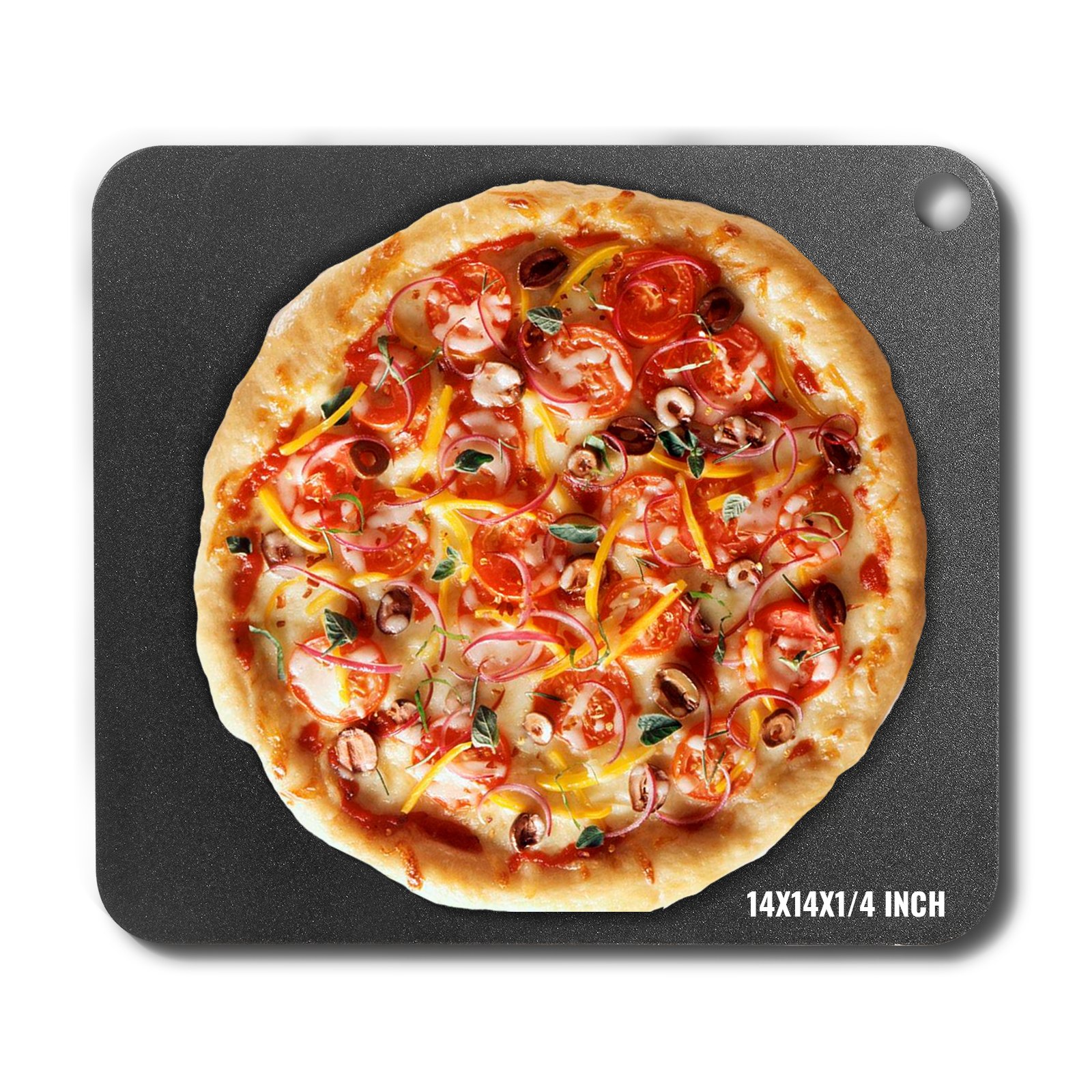 VEVOR Piedra para Pizza 355 x 355 x 6 mm Bandeja de Pizza para Horno Bandeja para Pizza Rectangular de Acero al Carbono Crujiente para Pizza, Pan, Filete, Verduras Frescas o Congeladas, Barbacoa