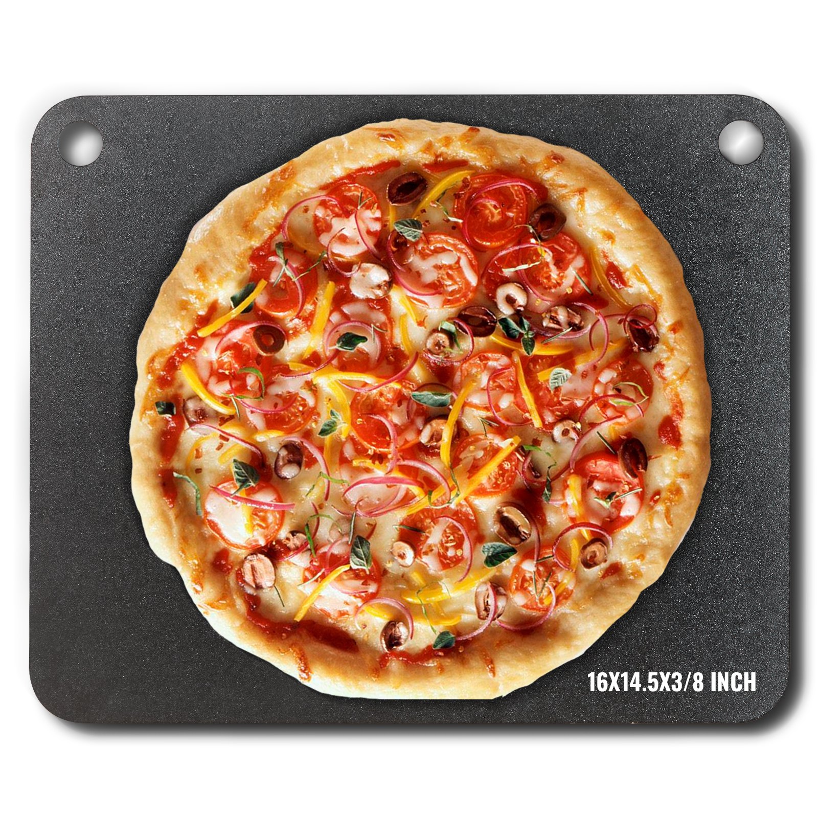 VEVOR Acero para pizza, placa de acero para pizza de 406 x 368 x 10 mm para horno, piedra para hornear pizza de acero al carbono previamente sazonada con 20 veces más conductividad