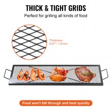 VEVOR Parrilla Rectangular de Barbacoa Cocina de Acero de 111 x 38 cm, Capacidad de Carga de 20 kg, Material de Utensilios con Marca X para Chimenea, Brasero, Barbacoa, Pícnic, Camping, Jardín, Negro