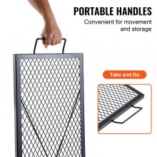 VEVOR Parrilla Rectangular de Barbacoa Cocina de Acero de 111 x 38 cm, Capacidad de Carga de 20 kg, Material de Utensilios con Marca X para Chimenea, Brasero, Barbacoa, Pícnic, Camping, Jardín, Negro