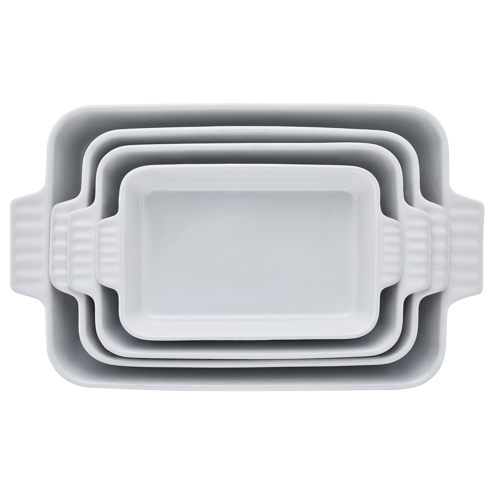 VEVOR Juego de 4 Platos para Hornear de Cerámica Rectangulares y Profundos Blanco