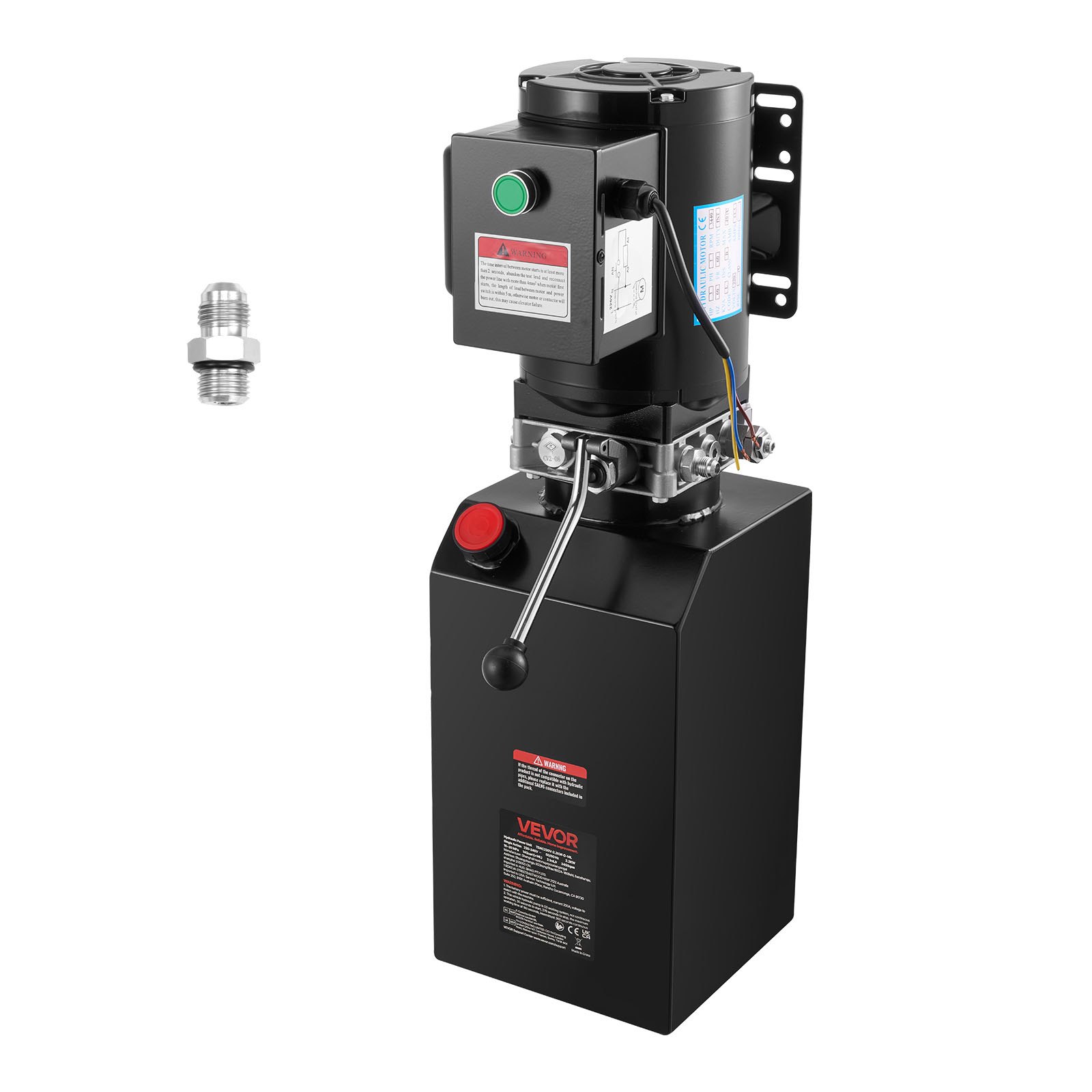 VEVOR Bomba Hidráulica de Acero de Simple Efecto 14 Cuartos, Bomba del Remolque Volquete 220-240 V, Presión Máxima de Alivio de 22 MPa, Caudal de 6,3 L/min, para Elevación de Vehículos, Apiladores