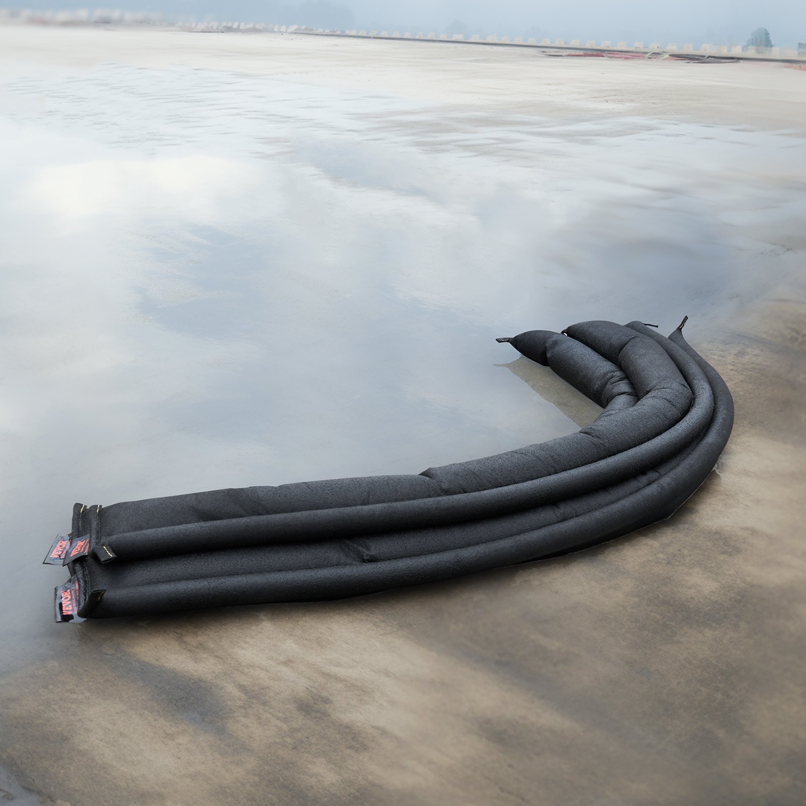 VEVOR Barrera Antiinundaciones Juego de 10 Bolsas contra Inundaciones 153x15,5cm Dispositivo de Protección contra Inundaciones con Cubo de Plástico Activado por Agua para Puerta Garaje Entrada Sótanos