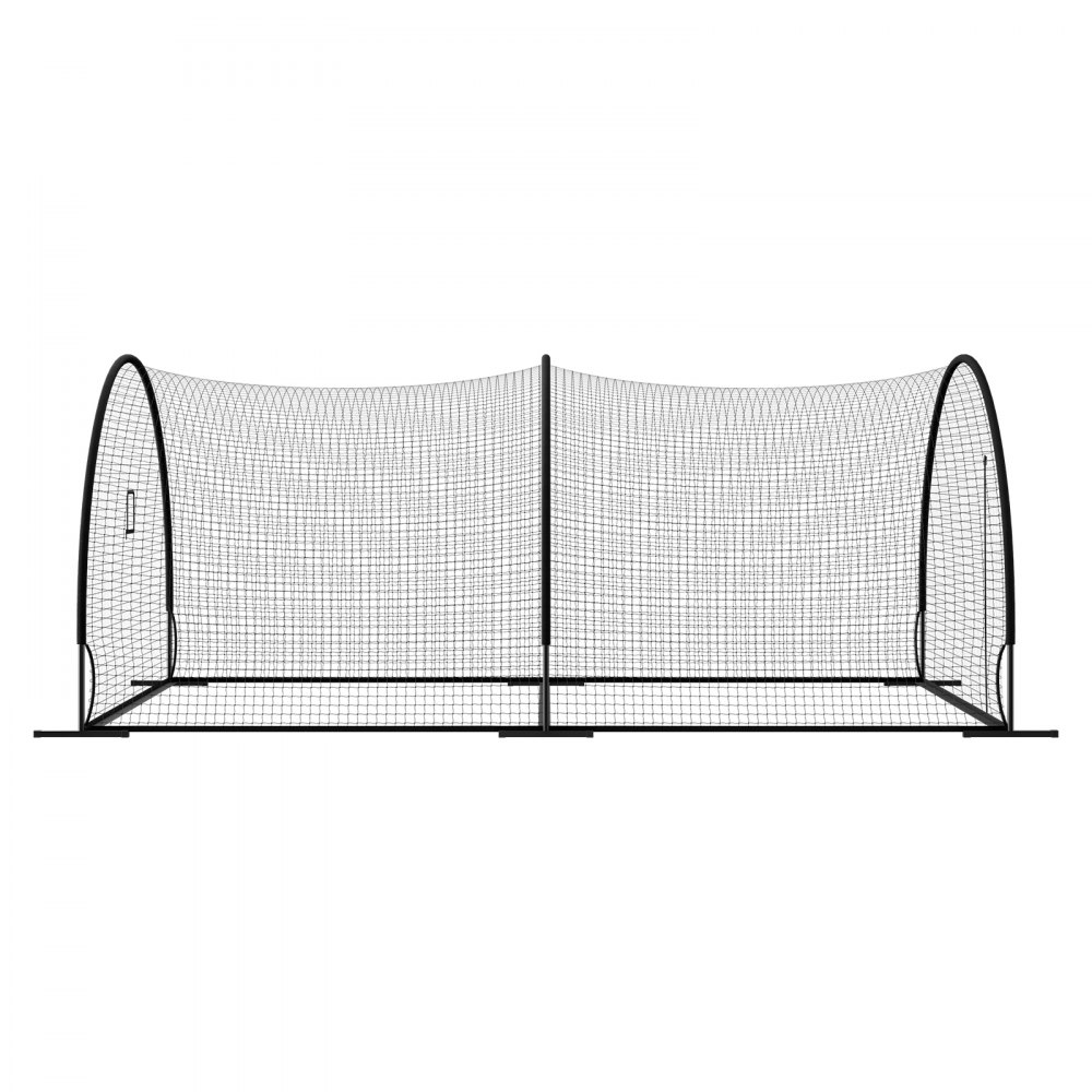 VEVOR Red Semicircular para Bateo de Béisbol de 606 x 366 x 250 cm, con Tejido HDPE Anudado de 30 Capas y Abertura para Lanzadores, para Entrenamiento Intensivo en Interiores y Exteriores, Negro