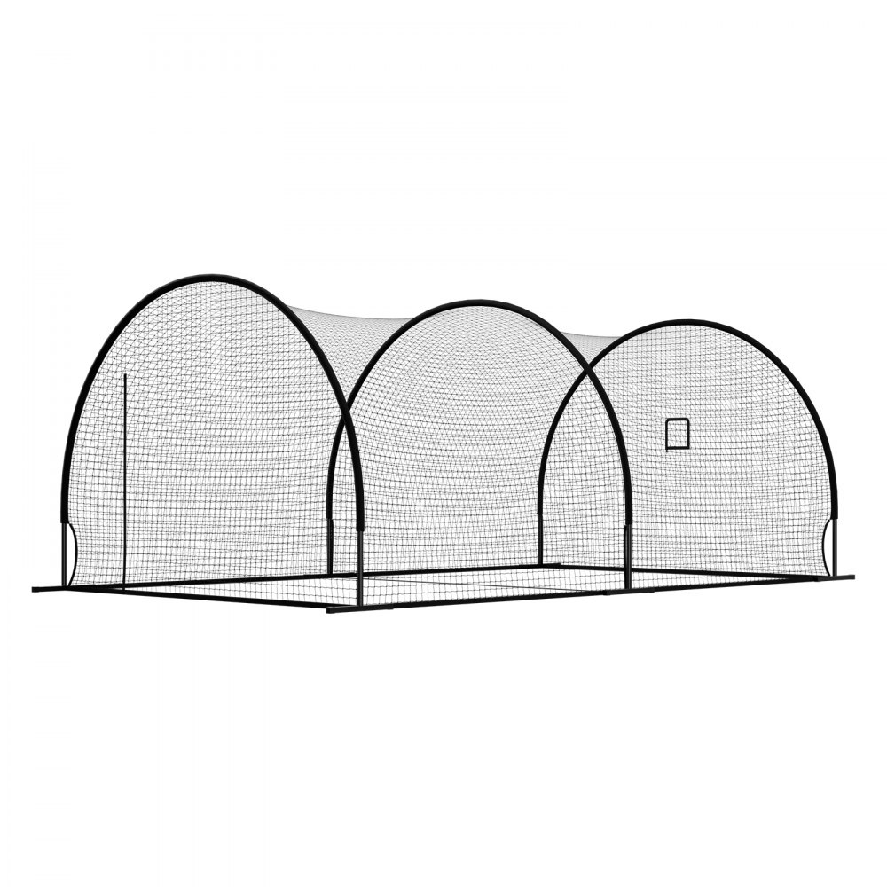 VEVOR Red Semicircular para Bateo de Béisbol de 606 x 366 x 250 cm, con Tejido HDPE Anudado de 30 Capas y Abertura para Lanzadores, para Entrenamiento Intensivo en Interiores y Exteriores, Negro