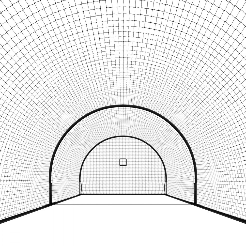 VEVOR Red Semicircular para Bateo de Béisbol de 606 x 366 x 250 cm, con Tejido HDPE Anudado de 30 Capas y Abertura para Lanzadores, para Entrenamiento Intensivo en Interiores y Exteriores, Negro