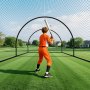 VEVOR Red Semicircular para Bateo de Béisbol de 606 x 366 x 250 cm, con Tejido HDPE Anudado de 30 Capas y Abertura para Lanzadores, para Entrenamiento Intensivo en Interiores y Exteriores, Negro