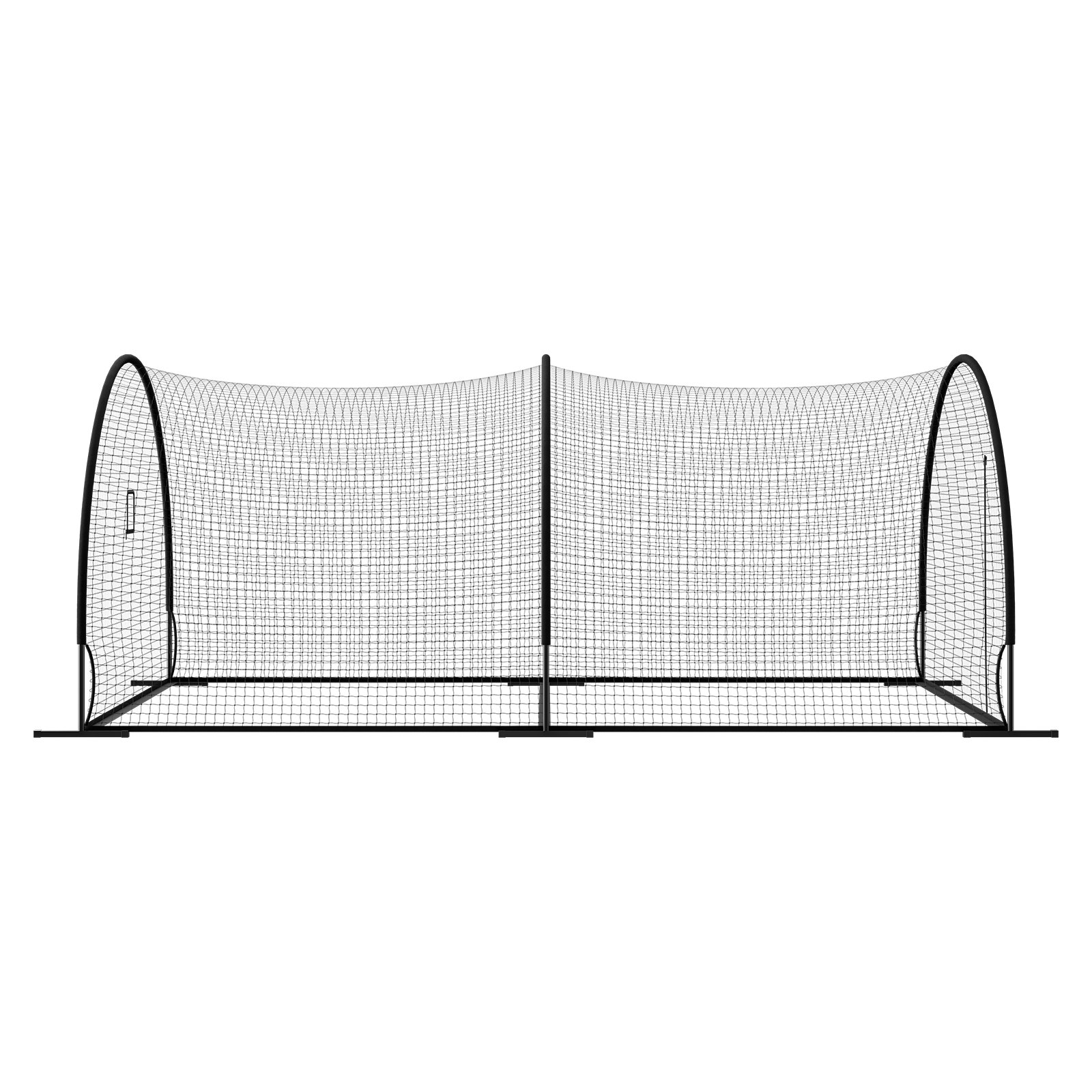 VEVOR Red Semicircular para Bateo de Béisbol de 606 x 366 x 250 cm, con Tejido HDPE Anudado de 30 Capas y Abertura para Lanzadores, para Entrenamiento Intensivo en Interiores y Exteriores, Negro