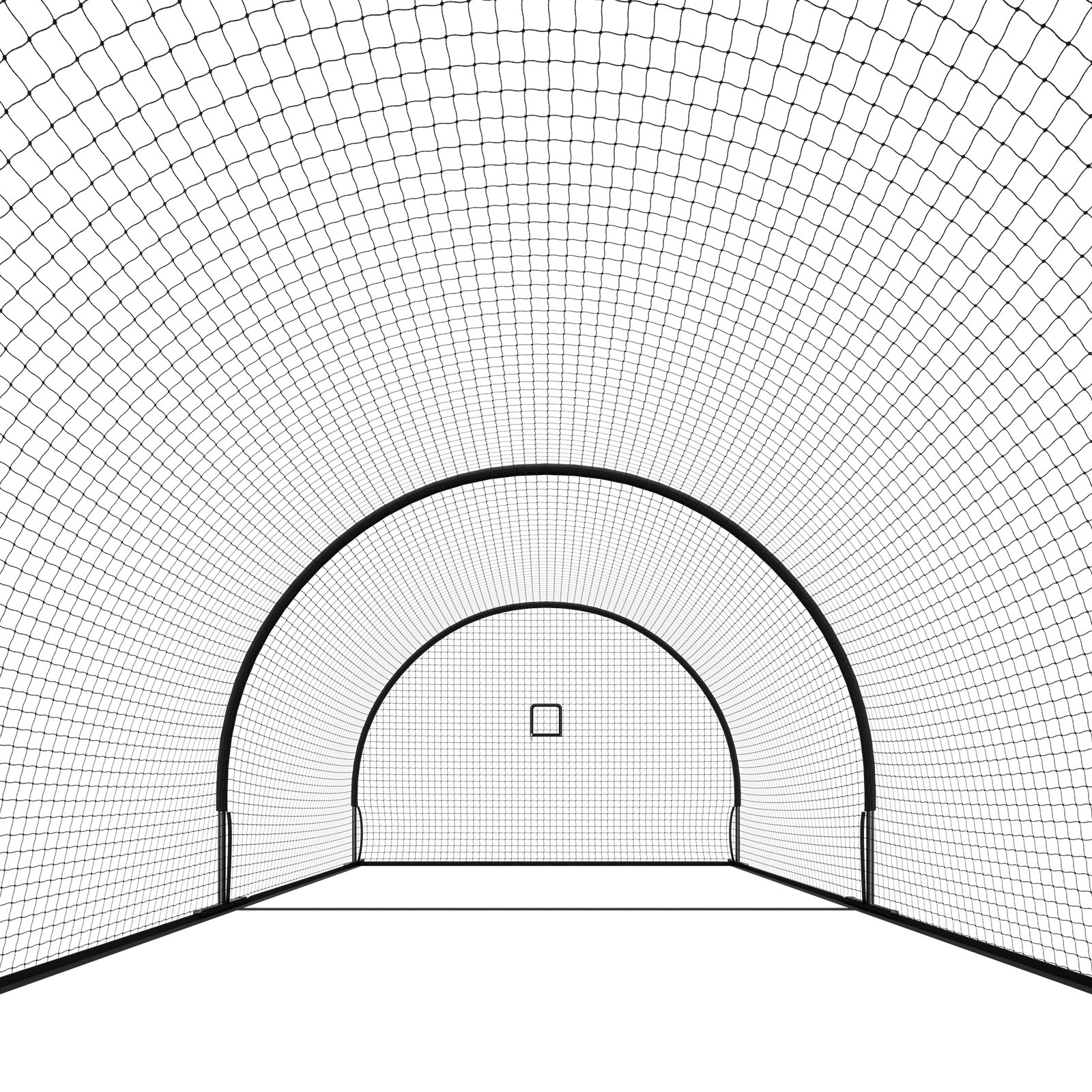 VEVOR Red Semicircular para Bateo de Béisbol de 606 x 366 x 250 cm, con Tejido HDPE Anudado de 30 Capas y Abertura para Lanzadores, para Entrenamiento Intensivo en Interiores y Exteriores, Negro