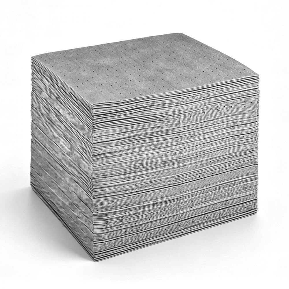 VEVOR Almohadillas Absorbentes Universales 200 Piezas 190 GSM, Formato de 41 x 46 cm y 1,9 mm con Líneas Precortadas para Adaptar Tamaño y Reducir Residuos para Derrames en Garajes, Talleres, Fábricas