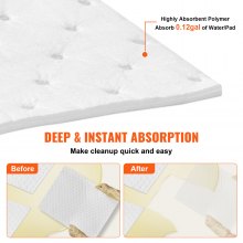VEVOR Almohadillas Absorbentes de Polipropileno para Derrames de Petróleo 100 Piezas Tapete Absorbente de Hasta 20 Galones 380 x 500 x 3,5 mm para Derrames, Cocina Sótano Almacén Fábrica Taller