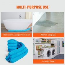 VEVOR Calcetín Absorbente Agua Universal 76x1200mm 12 Piezas Absorbente Serpiente de Agua Absorción hasta 20 Galones Calcetín a Prueba de Derrames Resistente al Moho para Cocina Almacén Fábrica Taller