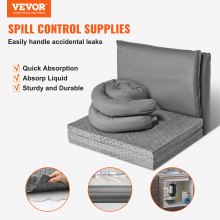 VEVOR Kit Universal para Derrames 43 PCS Suministros para Control de Derrames Incluye 30 Almohadillas Absorbentes Universales 2 Calcetines Absorbentes Universales de 3x4 pies 2 Almohadas Desechables