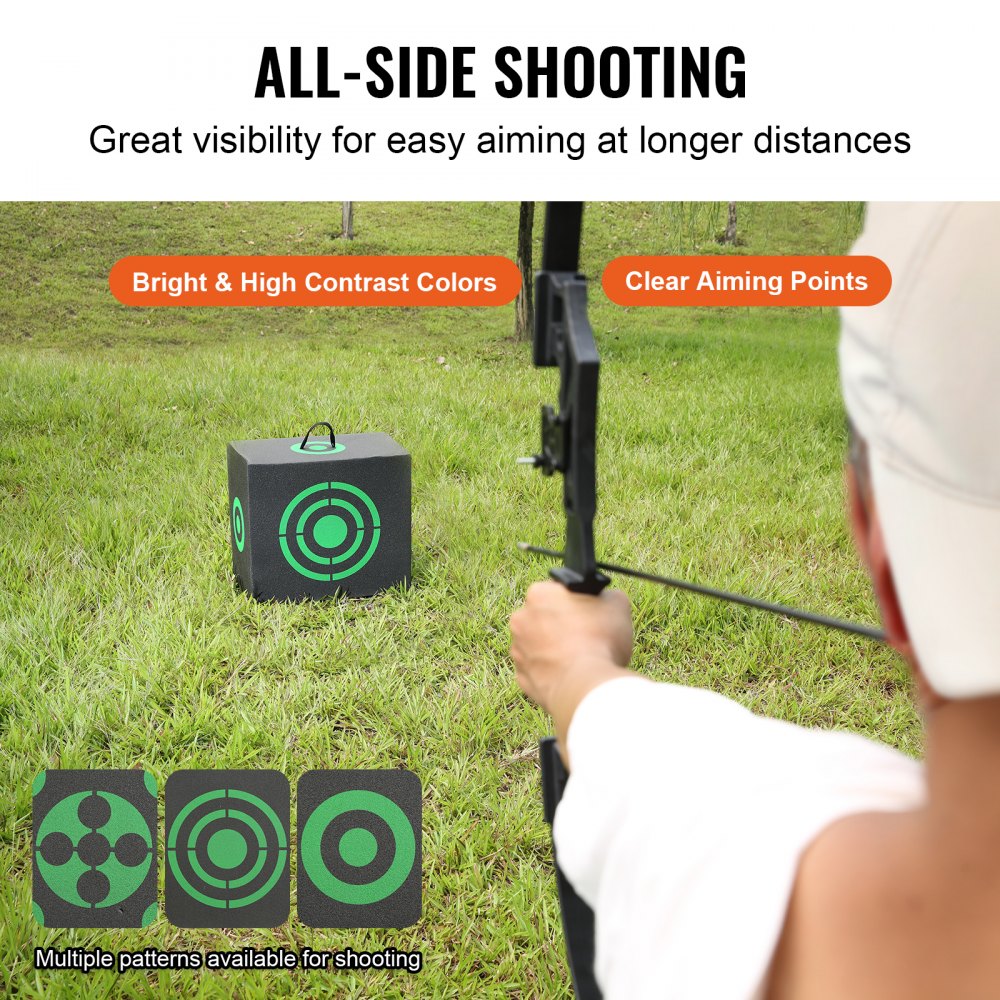 VEVOR Archery Target Block, 40.6 x 45.7 cm, All-Around Bow Target Block, Portable Outdoor Archery Target with Carrying Handle, Easy Arrow Removal, Good Visibility