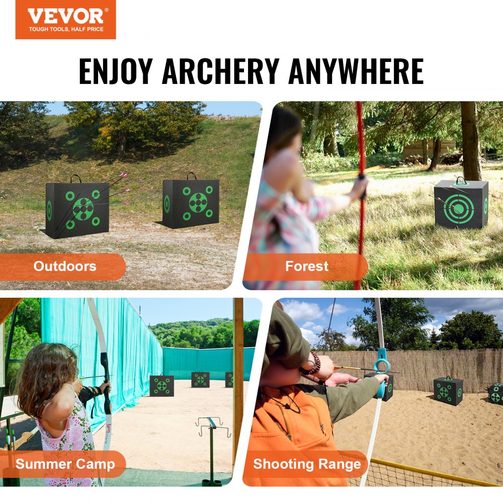 VEVOR Archery Target Block, 40.6 x 45.7 cm, All-Around Bow Target Block, Portable Outdoor Archery Target with Carrying Handle, Easy Arrow Removal, Good Visibility