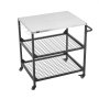 VEVOR Carro de Barbacoa para Exterior 800 x 610 mm, Superficie de Acero Inoxidable, Mesa de Barbacoa con 4 Ruedas, 2 Estantes de Malla y Asa Lateral, Mesa Auxiliar para Jardín, Picnic, Cocina, Patio