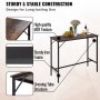 VEVOR Juego de Mesa Auxiliar y Taburetes 3 Piezas Material de Madera y Hierro, Mesa de Bar de Cocina y 2 Taburetes 40 x 30 x 65 cm Juego de Mesa de Bar Ahorro de Espacio y Estilo Rústico para Bares