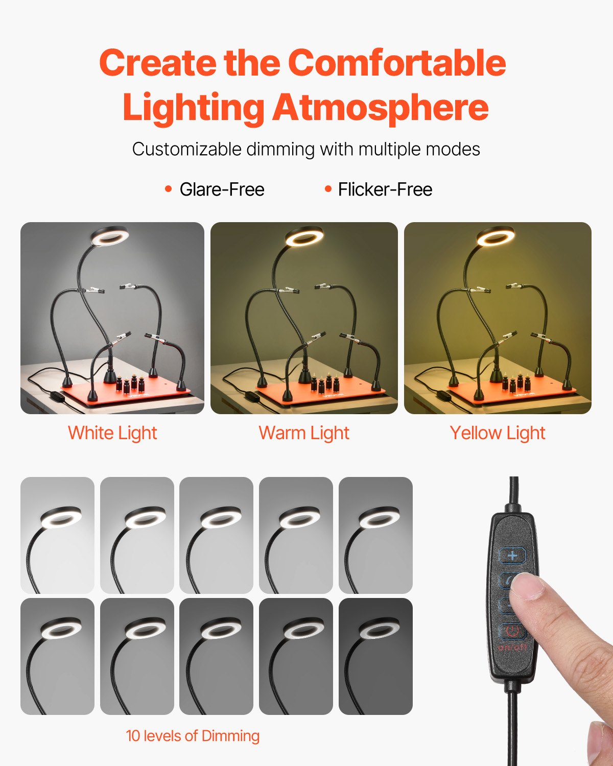 VEVOR Magnetic Helping Hands Soldering Station, 4 Flexible Arms Third Hand Soldering Tool, with 3X LED Magnifying Lamp, 4 PCB  Pillar Holder & Heavy-Duty Base, Electronic Repair Craft Hobby DIY