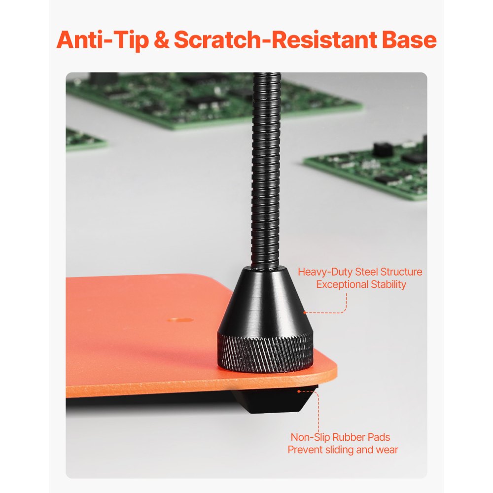 VEVOR Estación de Soldadura Magnética Tercera Mano con 4 Brazos Flexibles, 6 Soportes para Pilares de PCB y Pistola de Aire Caliente de 360 Grados, Base para Trabajos de Reparación Electrónica