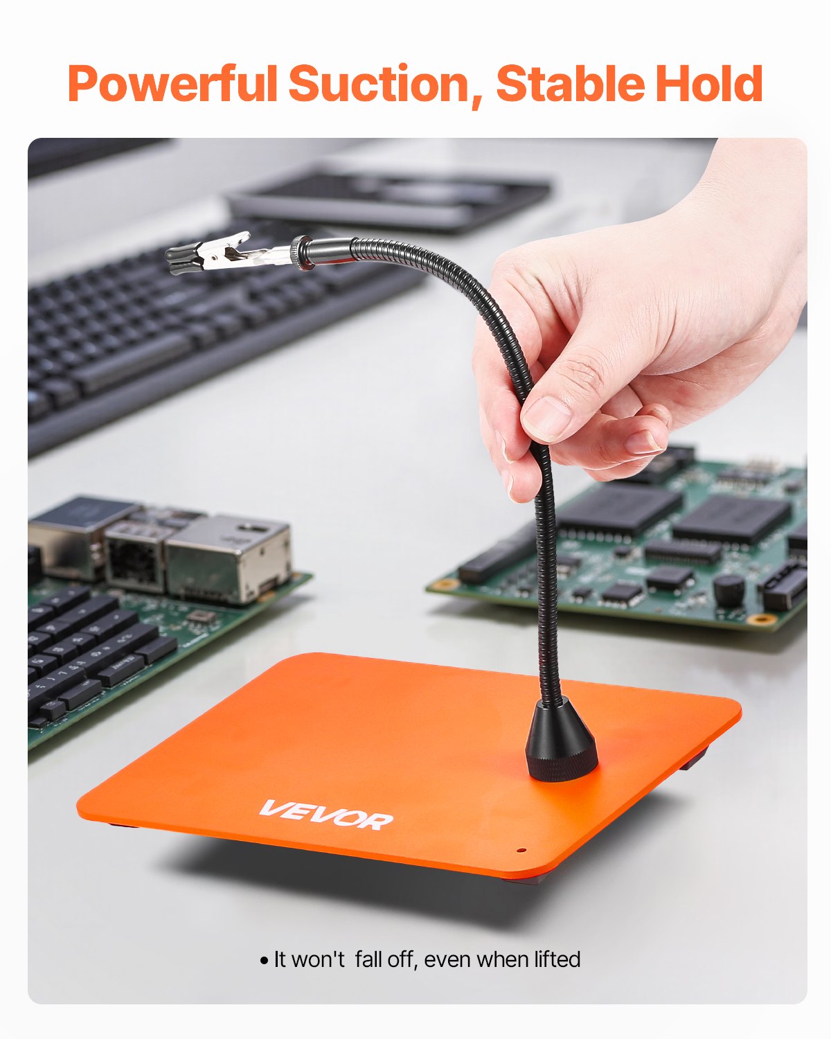 VEVOR Estación de Soldadura Magnética, Herramienta de Tercera Mano con 4 Brazos Flexibles, Pinzas de Cocodrilo y Base Acero Resistente y Antideslizante, a Reparaciones Electrónicas, Manualidades