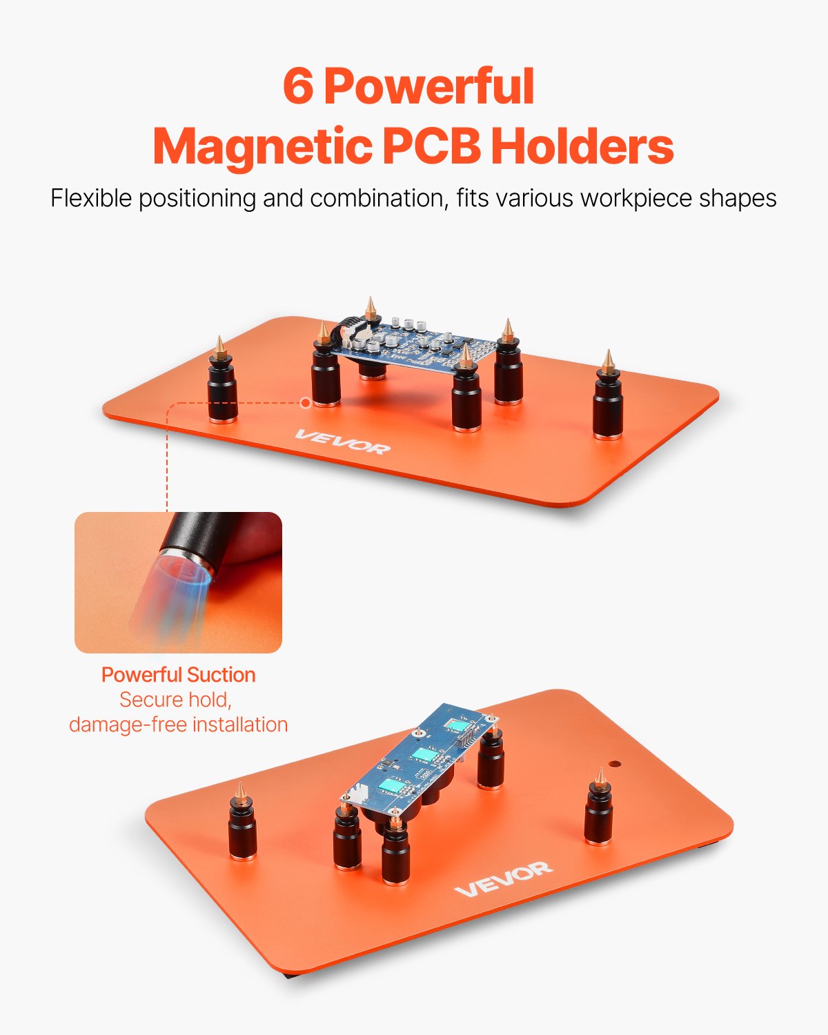 VEVOR Estación de Soldadura Magnética de Tercera Mano 2 en 1, con Lámpara de Aumento LED 3X y 5 Brazos Flexibles, 6 Soportes para PCB, para Reparaciones Electrónicas, Manualidades y Pasatiempos