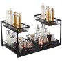 VEVOR Organizador de Gabinete Extraíble 2 Niveles 270x360 mm 2 Piezas Debajo del Fregadero, con Cajón Deslizable, Estante Deslizante de Canasta de Alambre, Negro, Tamaño de Instalación 648x394x330 mm