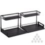 VEVOR Organizador de Gabinete Extraíble 2 Niveles 270x360 mm 2 Piezas Debajo del Fregadero, con Cajón Deslizable, Estante Deslizante de Canasta de Alambre, Negro, Tamaño de Instalación 648x394x330 mm