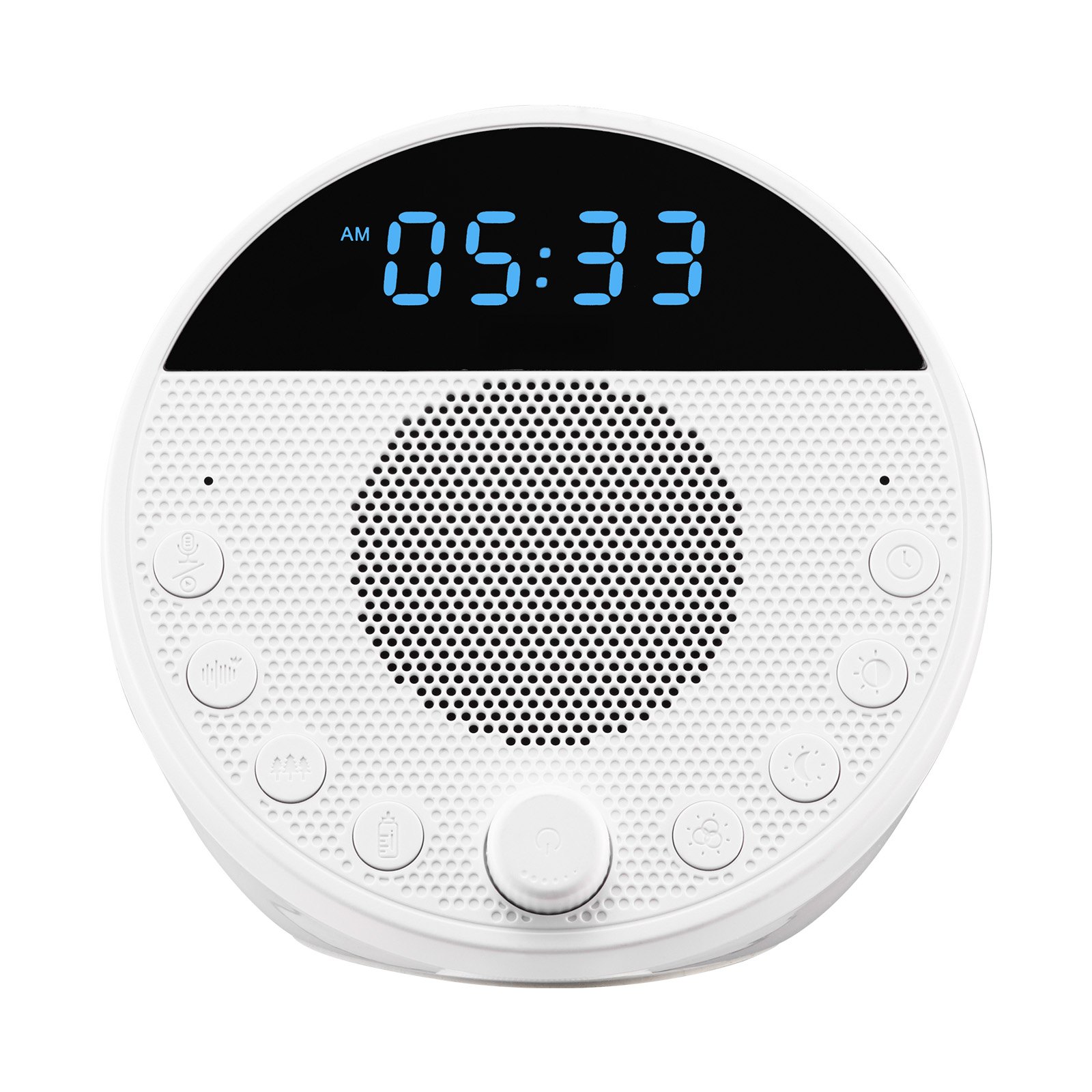 VEVOR Máquina de Ruido Blanco 6 en 1, 18 Efectos de Sonido, Luz Nocturna de 7 Colores, con Dos Alarmas, Aplicación, Temporizador de Apagado Automático y Función de Memoria, 109 x 85 x 104 mm