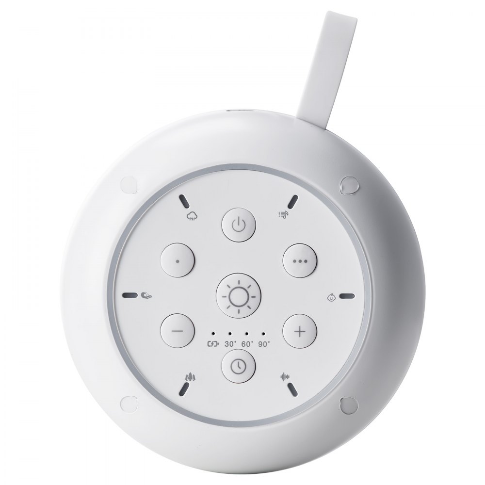 VEVOR Máquina de Ruido Blanco 3 en 1, 30 Pistas de Música, Apagado Automático, Luz de Anillo Suave y Función de Memoria, Generador de Ruido, Temporizador de 30/60/90 Minutos, 133 x 97 x 44 mm
