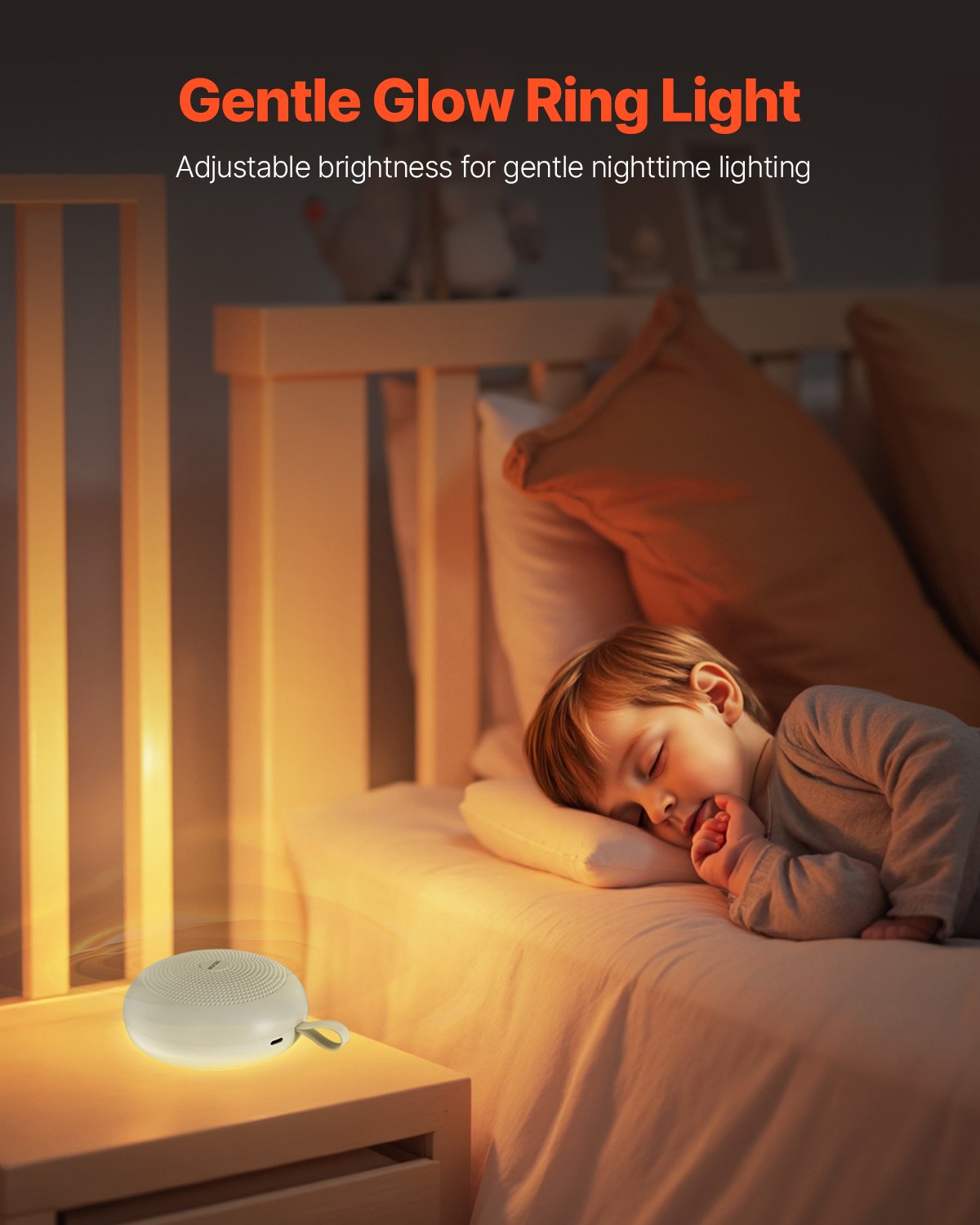 VEVOR Máquina de Ruido Blanco 3 en 1, 30 Pistas de Música, Apagado Automático, Luz de Anillo Suave y Función de Memoria, Generador de Ruido, Temporizador de 30/60/90 Minutos, 133 x 97 x 44 mm