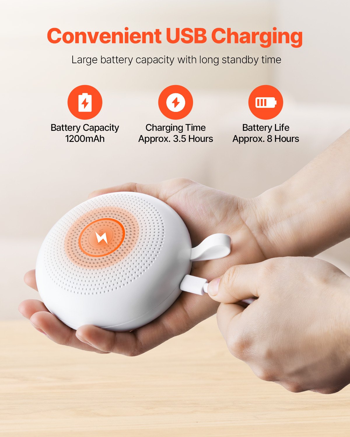 VEVOR Máquina de Ruido Blanco 3 en 1, 30 Pistas de Música, Apagado Automático, Luz de Anillo Suave y Función de Memoria, Generador de Ruido, Temporizador de 30/60/90 Minutos, 133 x 97 x 44 mm