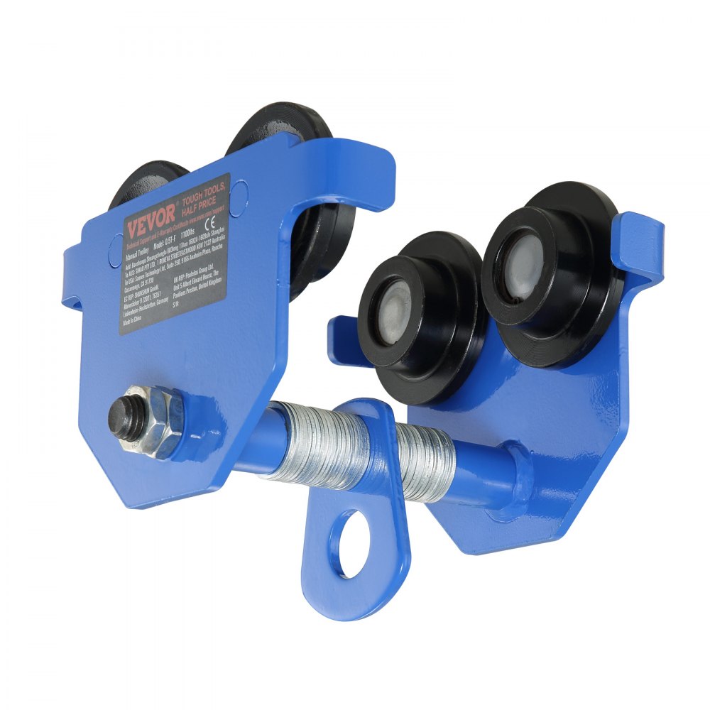 VEVOR Carro Manual con Ruedas Dobles, Carga de 0,5 T, Ajustable para Ancho de Brida de Viga en I de 63,5-139,7 mm, Polipasto de Garaje de Acero de Aleación Resistente para Vigas en I Rrectas y Curvas