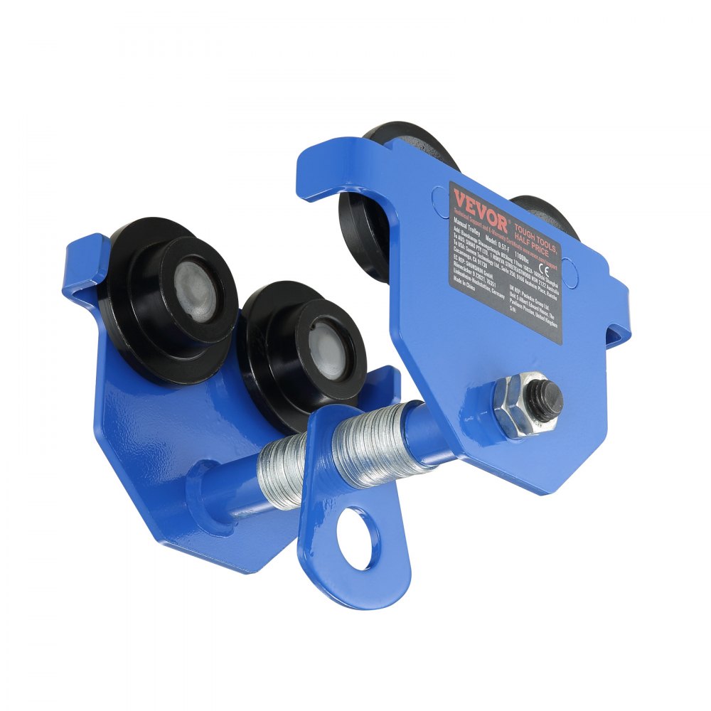 VEVOR Carro Manual con Ruedas Dobles, Carga de 0,5 T, Ajustable para Ancho de Brida de Viga en I de 63,5-139,7 mm, Polipasto de Garaje de Acero de Aleación Resistente para Vigas en I Rrectas y Curvas