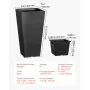 VEVOR Jardineras Altas de 570 mm 2 Piezas Jardineras Grandes para Plantas Jardineras Cuadradas Cónicas para Porche Delantero Macetas para Plantas de Árboles Diseño Moderno Drenaje Incorporado, Negro