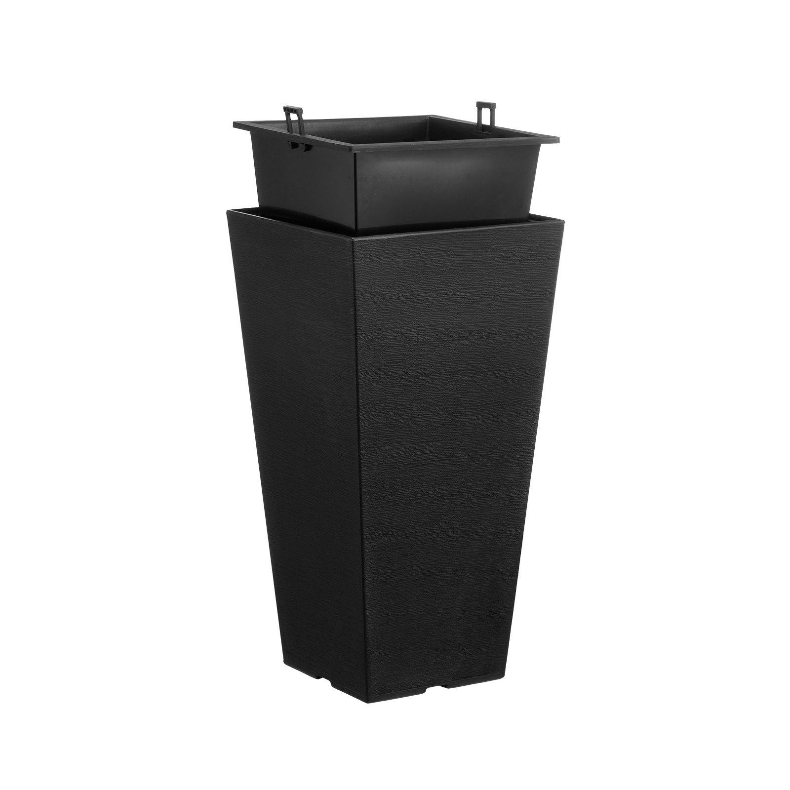 VEVOR Jardineras Altas de 570 mm 2 Piezas Jardineras Grandes para Plantas Jardineras Cuadradas Cónicas para Porche Delantero Macetas para Plantas de Árboles Diseño Moderno Drenaje Incorporado, Negro