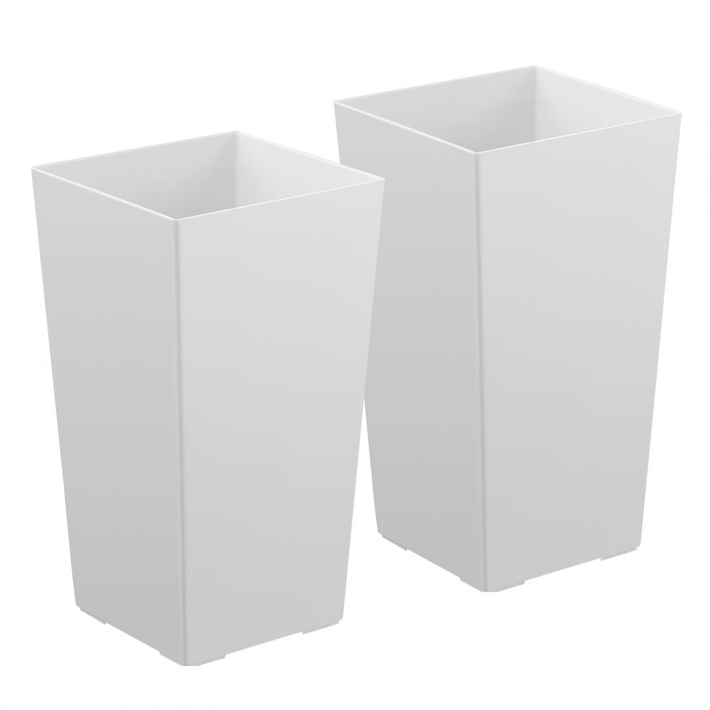 VEVOR Macetas Altas para Plantas 550 mm, Paquete de 2 Piezas, Maceteros Grandes para Interior y Exterior, Cónico Cuadrado, con Depósito, Diseño Moderno, Plástico, Decoración para Jardín Hogar, Blanco