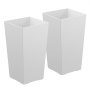 VEVOR Macetas Altas para Plantas 550 mm, Paquete de 2 Piezas, Maceteros Grandes para Interior y Exterior, Cónico Cuadrado, con Depósito, Diseño Moderno, Plástico, Decoración para Jardín Hogar, Blanco