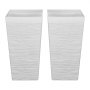 VEVOR Macetas Altas para Plantas 580 mm, Paquete de 2 Piezas, Maceteros Grandes para Interior y Exterior, Diseño Acanalado, con Ruedas Depósito Drenaje, Plástico, Decoración para Jardín Hogar, Blanco