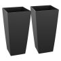 VEVOR Macetas Altas para Plantas 655 mm, Juego de 2 Piezas, Maceteros Grandes para Interior y Exterior, Cónico Cuadrado, con Ruedas Depósito Drenaje, Decoración para Jardín Porche Salón Oficina, Negro