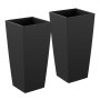 VEVOR Macetas Altas para Plantas 655 mm, Juego de 2 Piezas, Maceteros Grandes para Interior y Exterior, Cónico Cuadrado, con Ruedas Depósito Drenaje, Decoración para Jardín Porche Salón Oficina, Negro