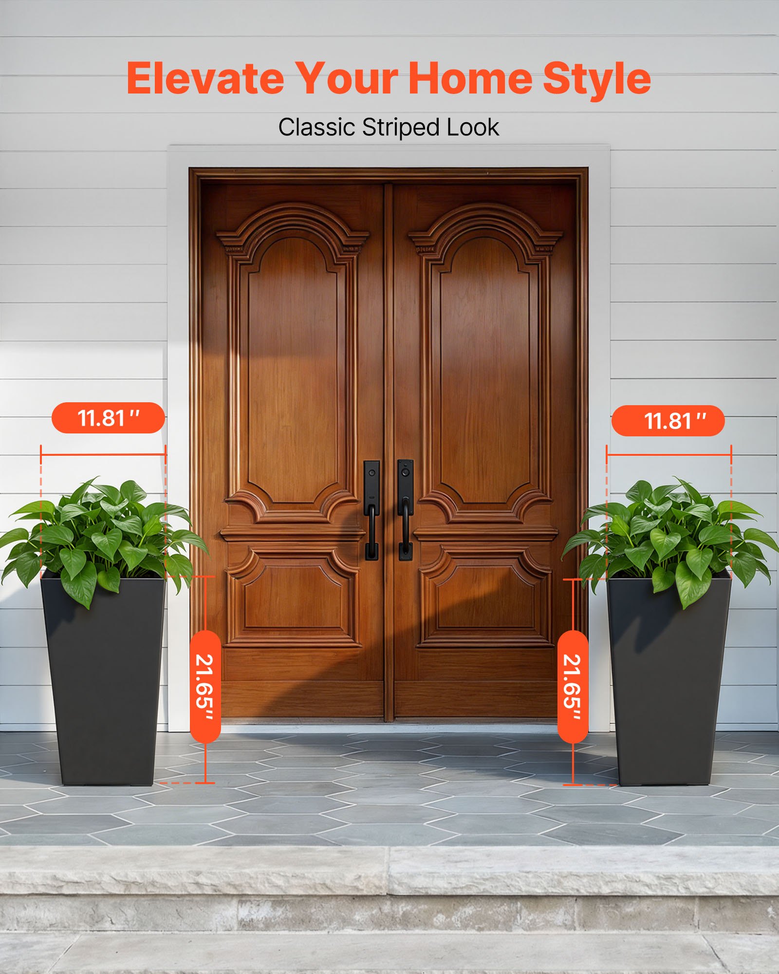 VEVOR Macetas Altas para Plantas 550 mm, Paquete de 2 Piezas, Maceteros Grandes para Interior y Exterior, Cónico Cuadrado, Diseño Moderno, con Depósito, Plástico, para Jardín Patio Salón, Color Negro