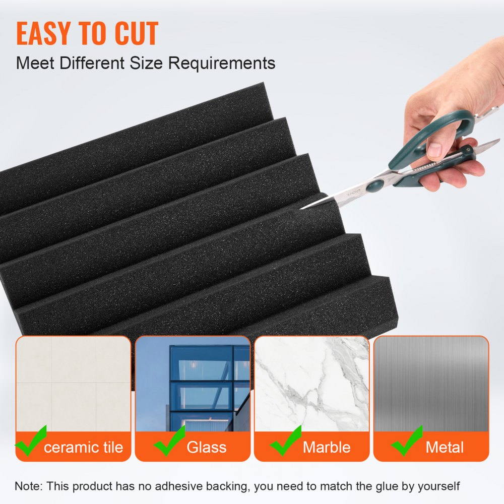 VEVOR Paneles de Espuma Acústica 30,5 x 30,5 x 5 cm, Paneles de Pared Insonorizados Alta Densidad, Paneles Absorbentes de Sonido para Paredes y Techos de Estudios, Negro, 36 uds