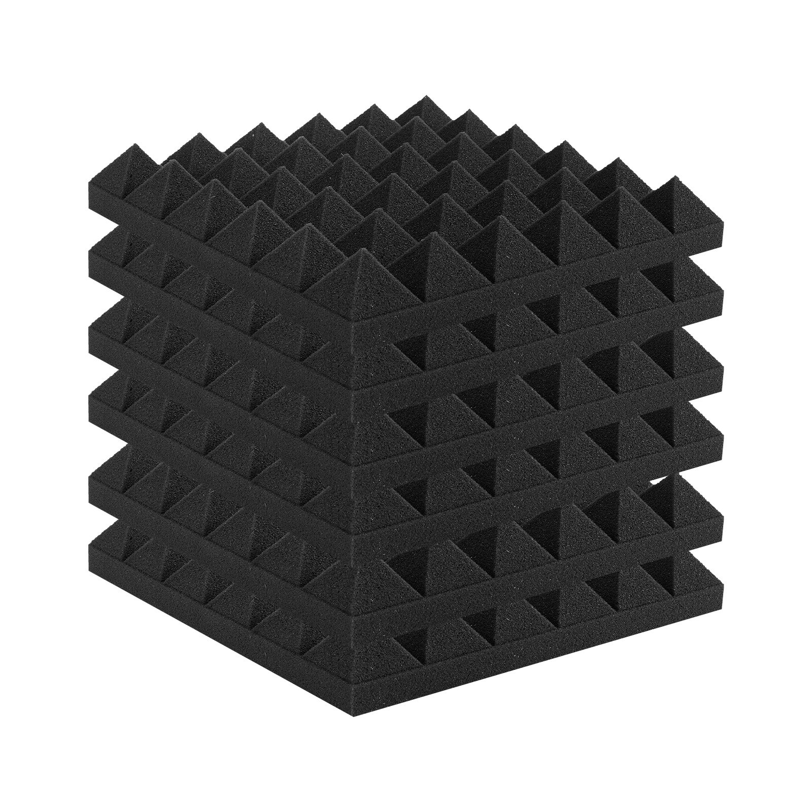 VEVOR Paneles de Espuma Acústica, 30,5 x 30,5 x 5 cm Insonorizados Piramidales, Paneles Acústicos Resistentes al Fuego, Paneles Absorbentes Sonido para Paredes y Techos de Estudios, Negro, 24 uds