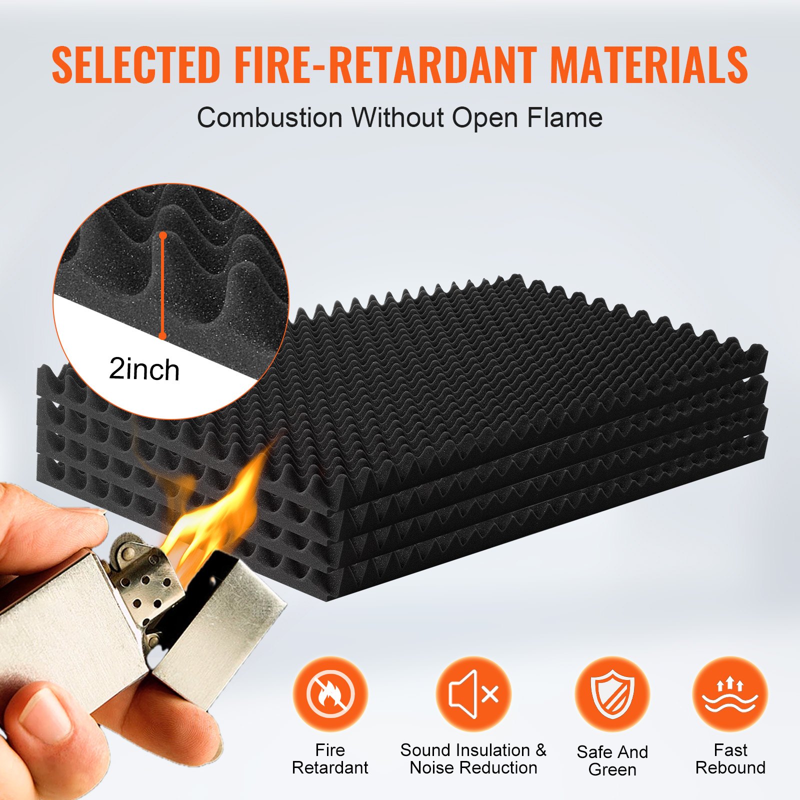 VEVOR Paneles de Espuma Acústica 1200 x 600 x 50 mm, Paneles de Pared Insonorizados con Diseño de Huevo, Resistentes al Fuego, Paneles Absorbentes de Sonido para Paredes y Techos de Estudio, 4 uds